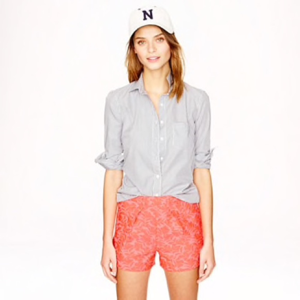 J. Crew Coral Tap In Neon Jacquard Shorts